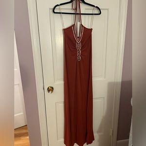 Halter maxi dress with front design, size small